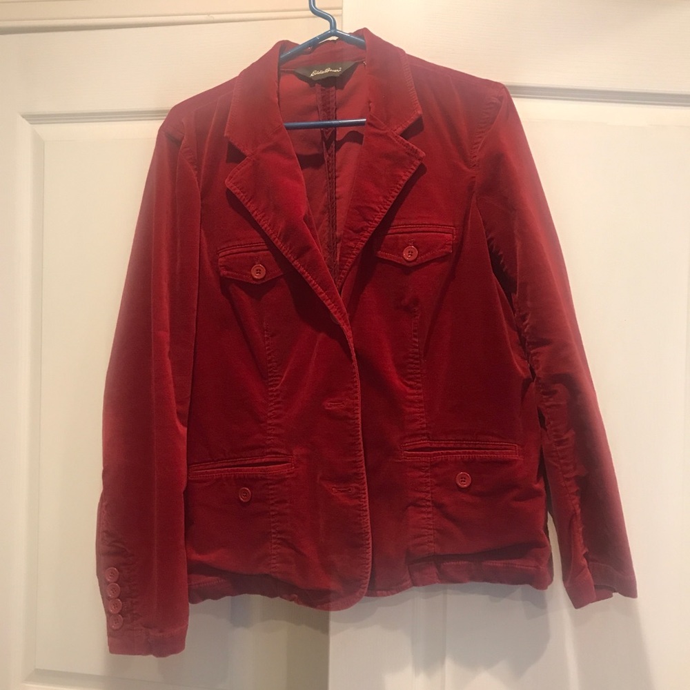 Eddie Bauer red velvet stretch blazer